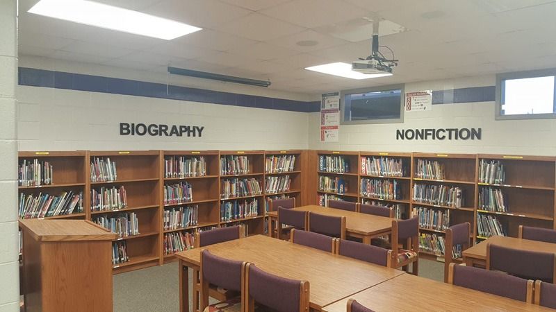 Acrylic lettering on interior brick walls.