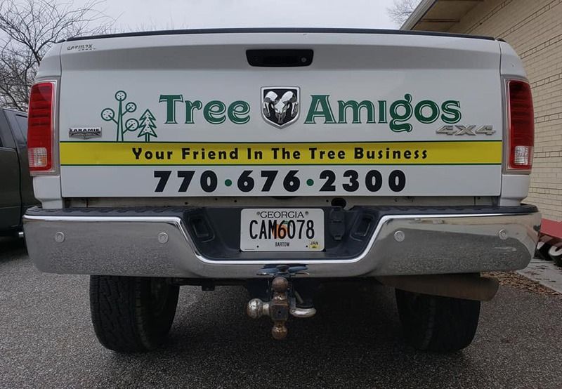 Truck decals on the tailgate side.