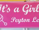 Pink hanging banner.