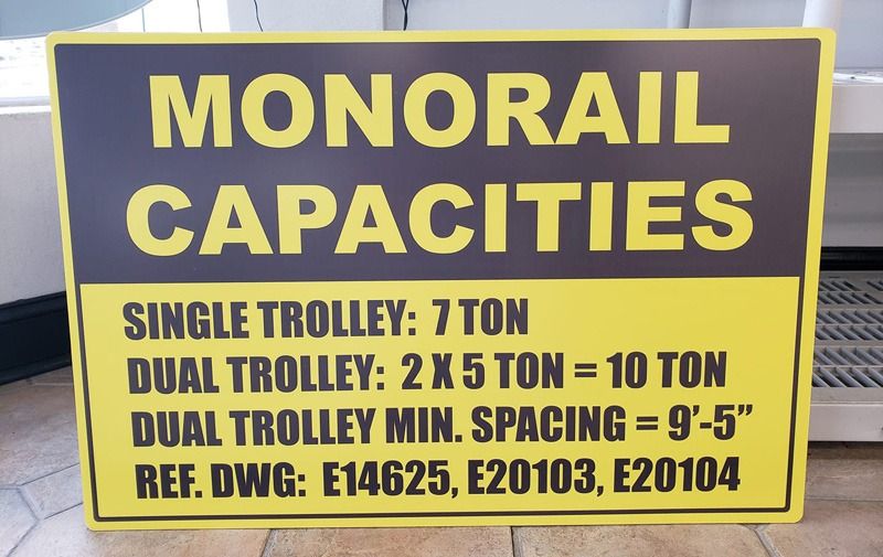 Foam sign for monorail.